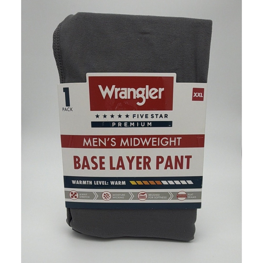 Wrangler Five Star Premium Men's Thermal Base Layer Bottom Charcoal 2XL 1 Pack